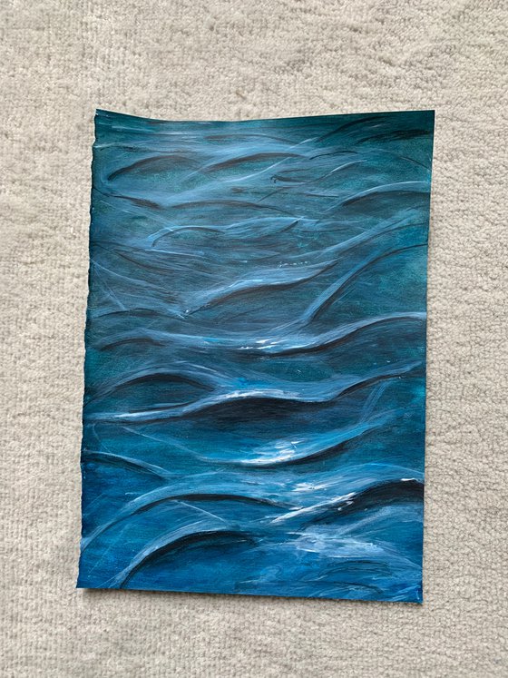 Water Seascape Painting for Home Decor, Blue Impressions Wall Art Decor, Artfinder Gift Ideas