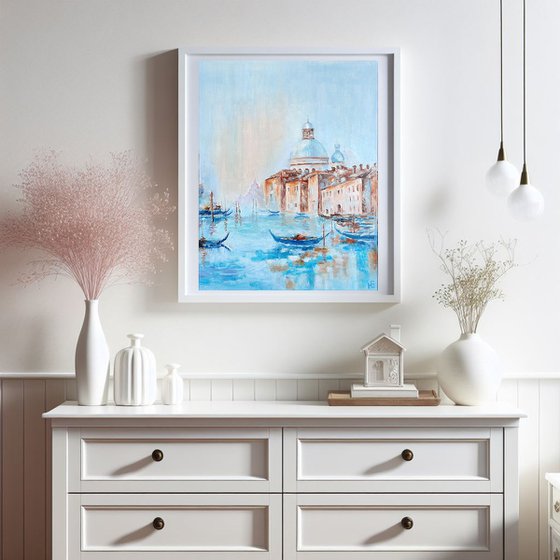 Venice, Venice landscape painting on canvas, 50x40 cm, ready to hang.