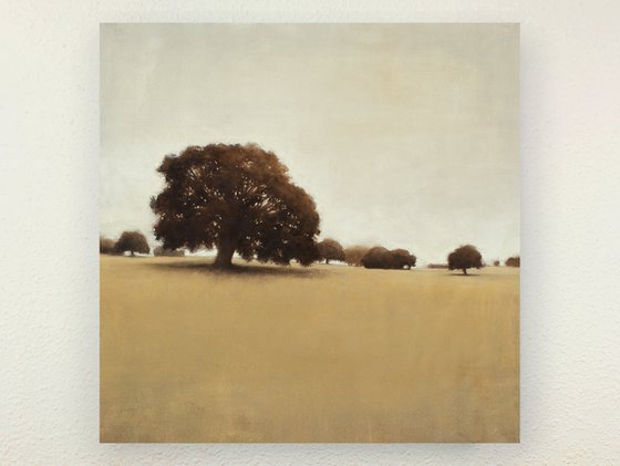 Summer Oak Trees 220310, earth tones tonal landscape with trees