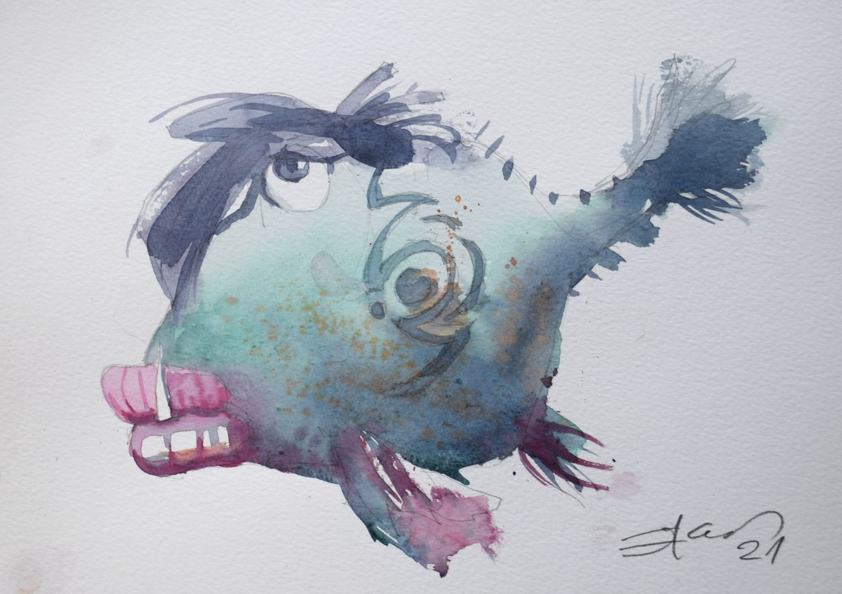 Celeb fish Dark star by Goran Zigolic Watercolors