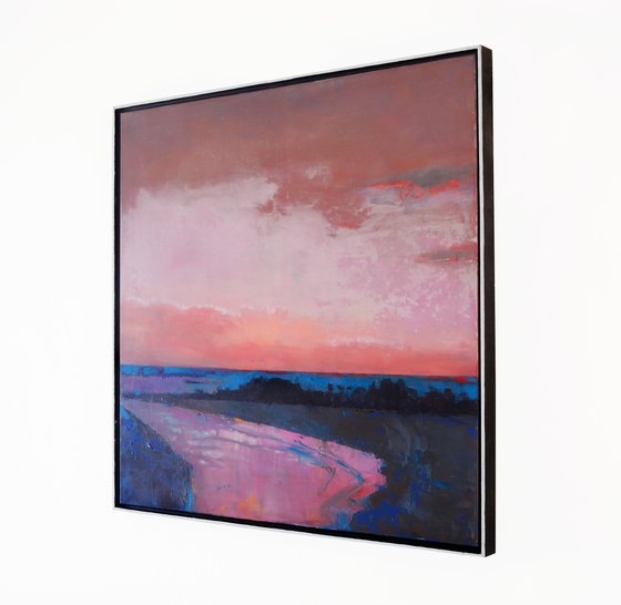 Sunset on the estuary 30x30 inch 76x76cm by Bo Kravchenko