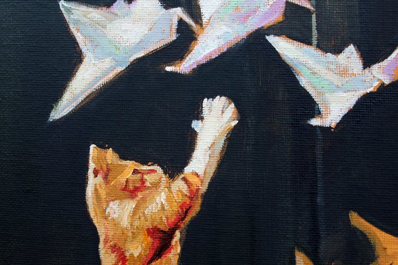Gallery Cats #7 (with Origami birds)