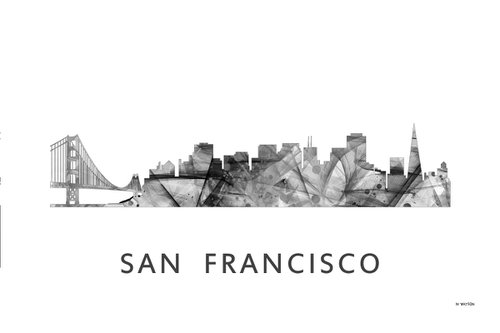 San Francisco California Skyline WB BW by Marlene Watson
