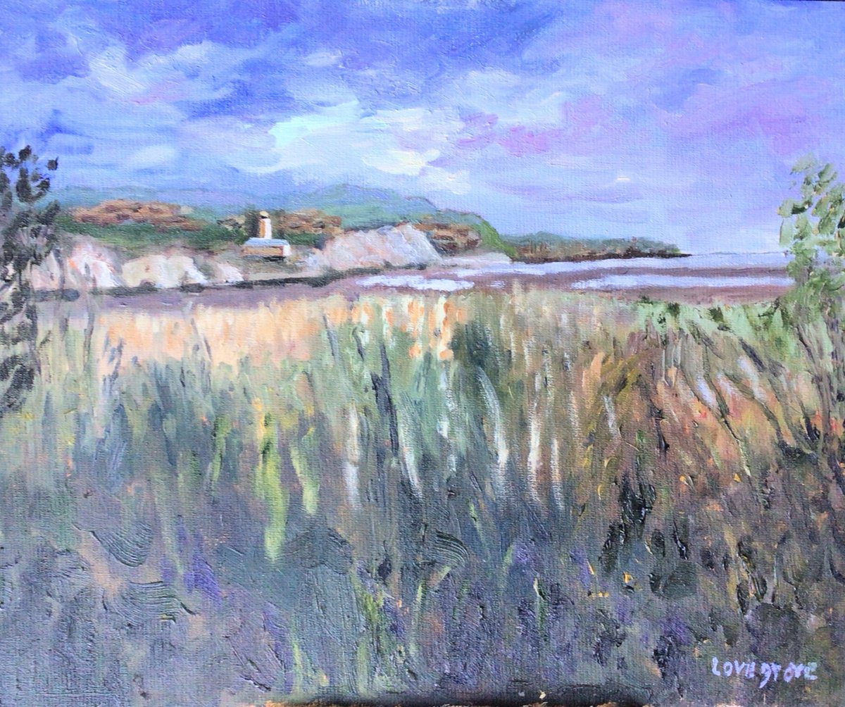 Impressionistic Landscape Oil Painting By Julian Lovegrove Art, 12 X 10", Wetlands At Pegwell, Original Artwork