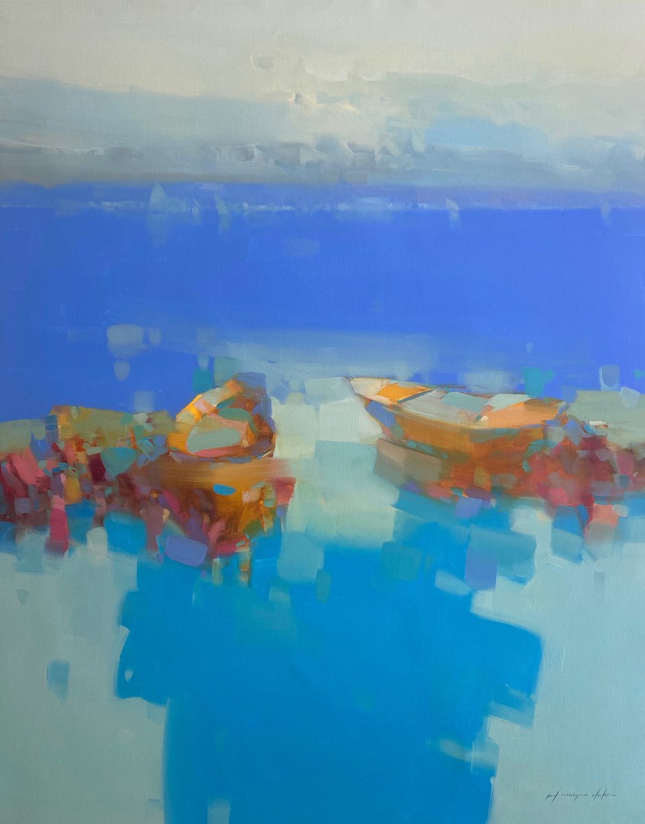Canoes By Vahe Yeremyan, 35 X 44, Artwork For Sale On Artfinder