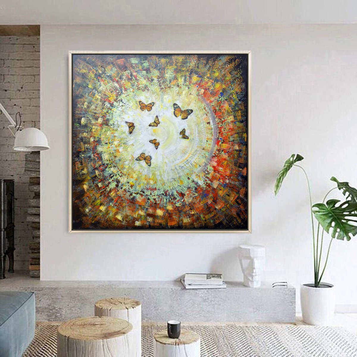 Impressionistic Abstract Painting By Areti Ampi, 31 X 31, Dance Of Butterflies, Original Artwork