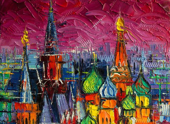 MOSCOW RED SQUARE VIEW Modern Impressionist Stylized Cityscape