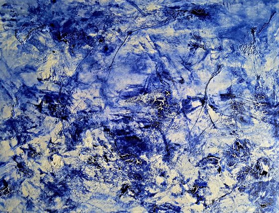 Doubts about the answer - Ultramarine - (n.243) - 80 x 60 x 2,50 cm - ready to hang - acrylic painting on stretched canvas