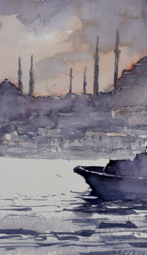 Istanbul  (Bosphorus strait) by Goran Žigolić Watercolors