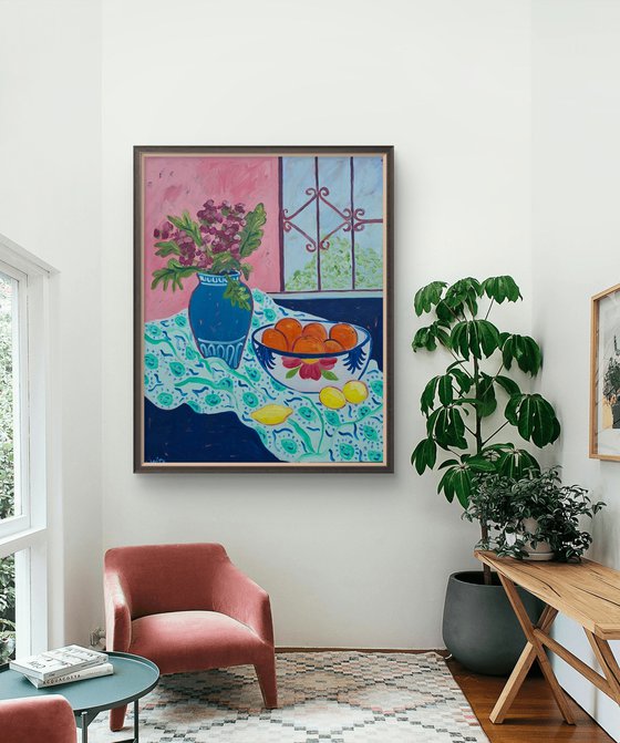 Still Life with Oranges and Window View