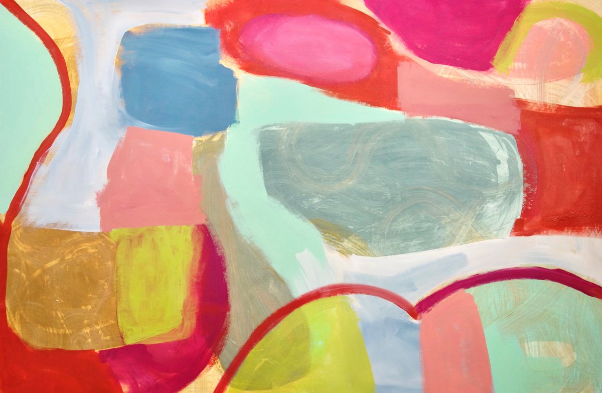 Organic Abstract Acrylic Painting By Michelle Louis, 79 X 51", Rounding The Light, Original Artwork