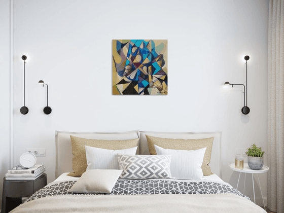 Mirror  (50x50cm,  oil painting, ready to hang)