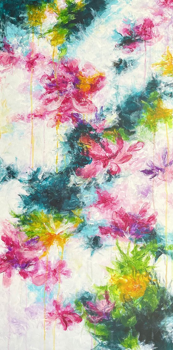 “Floral frequency” large abstract painting