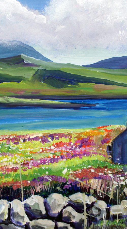 Lonely House with Cotton Grass in the Highlands by Julia  Rigby