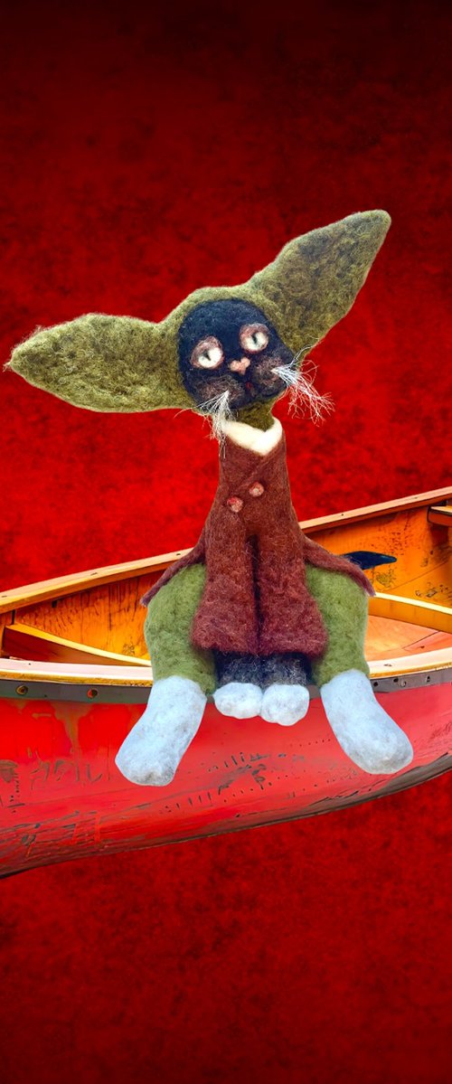 TAO the Cat, felted wool hare by Eleanor Gabriel
