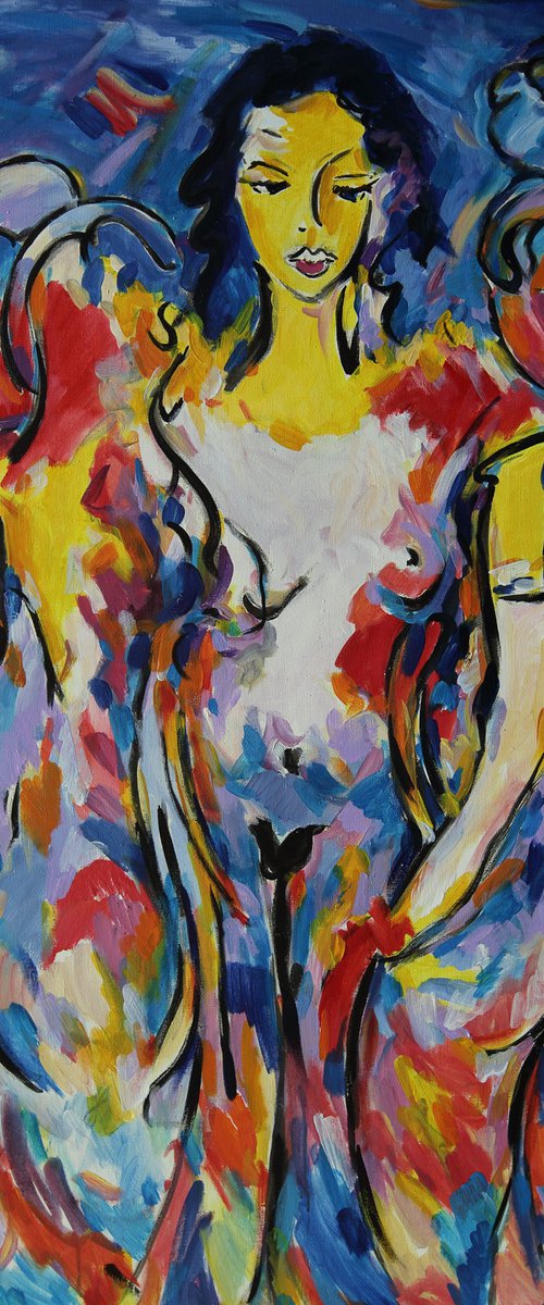 Summer Day - Nude Art - Acrylic Painting - Large Size - Unique by Karakhan