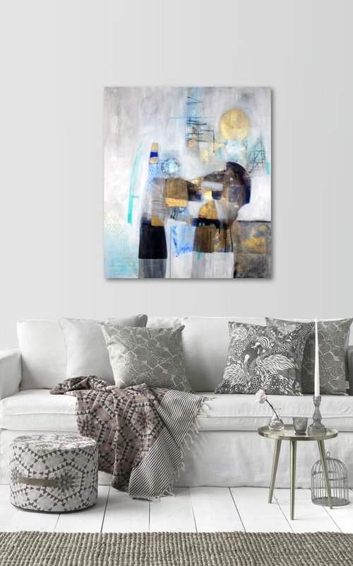 Settlements. Abstract painting, large canvas art, original canvas painting, abstract art, contemporary art by Zuzana Petrakova