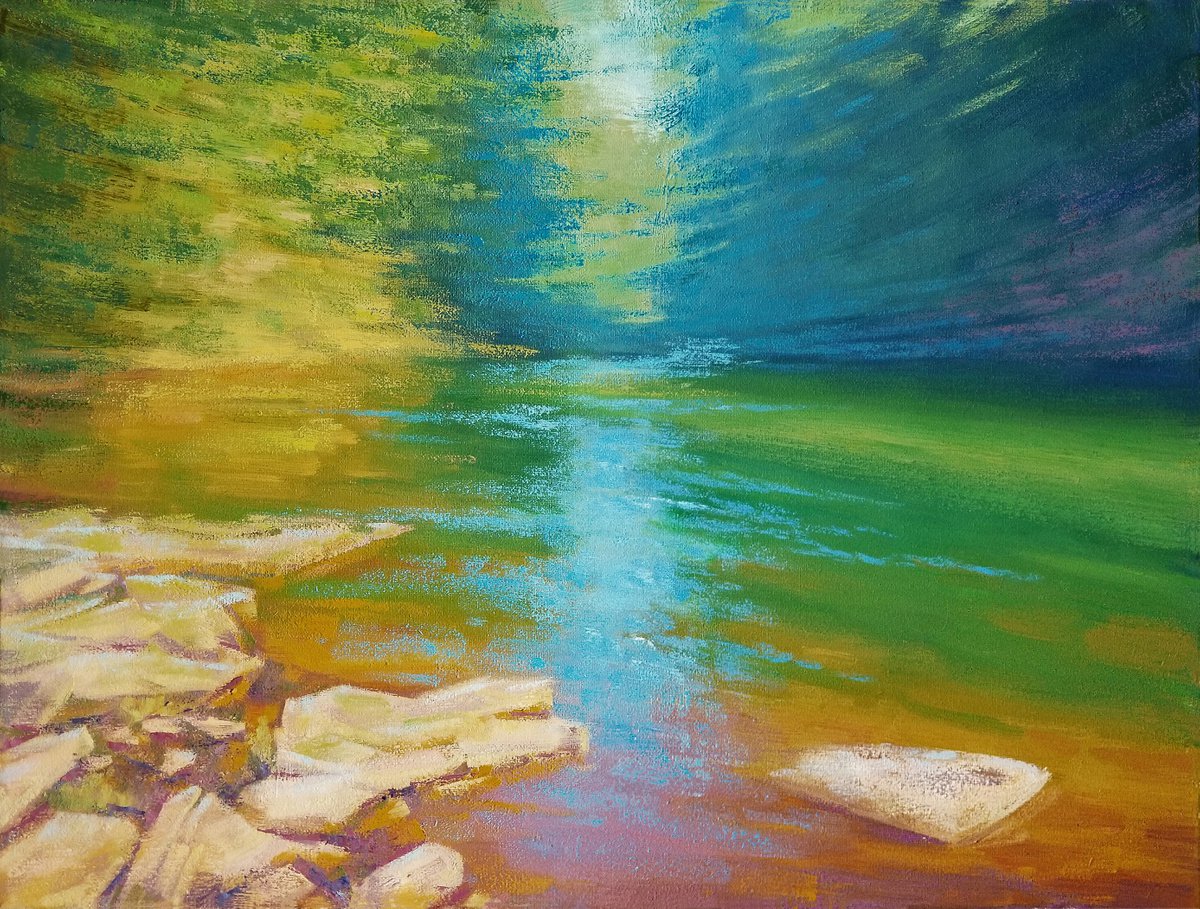 River flow , 45.5X61 cm by Vitalii Konoval