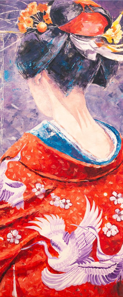 Woman in a kimono by Aleksandr Neliubin