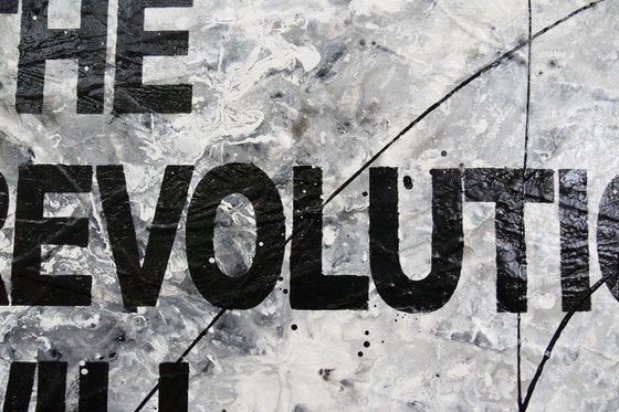 The Revolution 140cm x 100cm Black White Textured Urban Pop Art