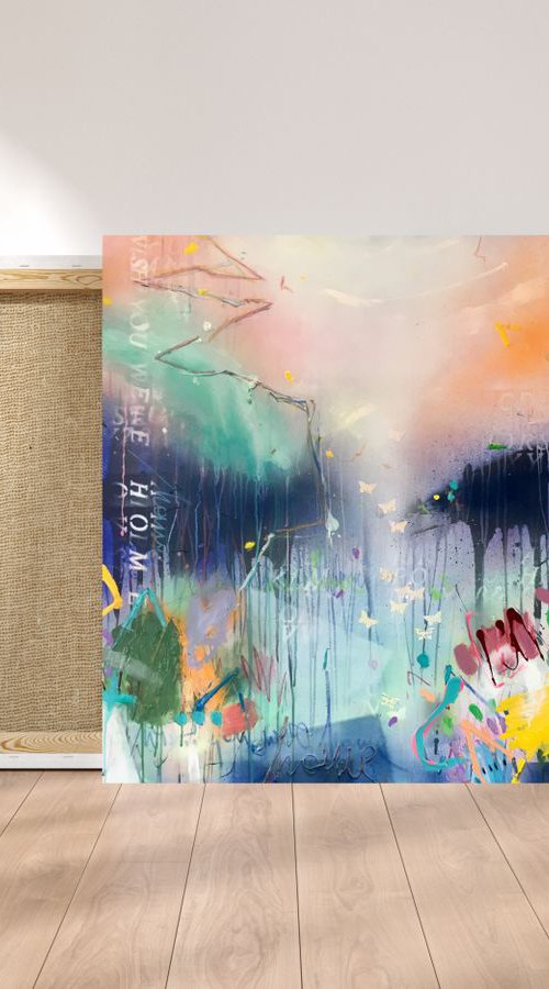 wish you were home III  39.4"x39.4" by Bea Schubert
