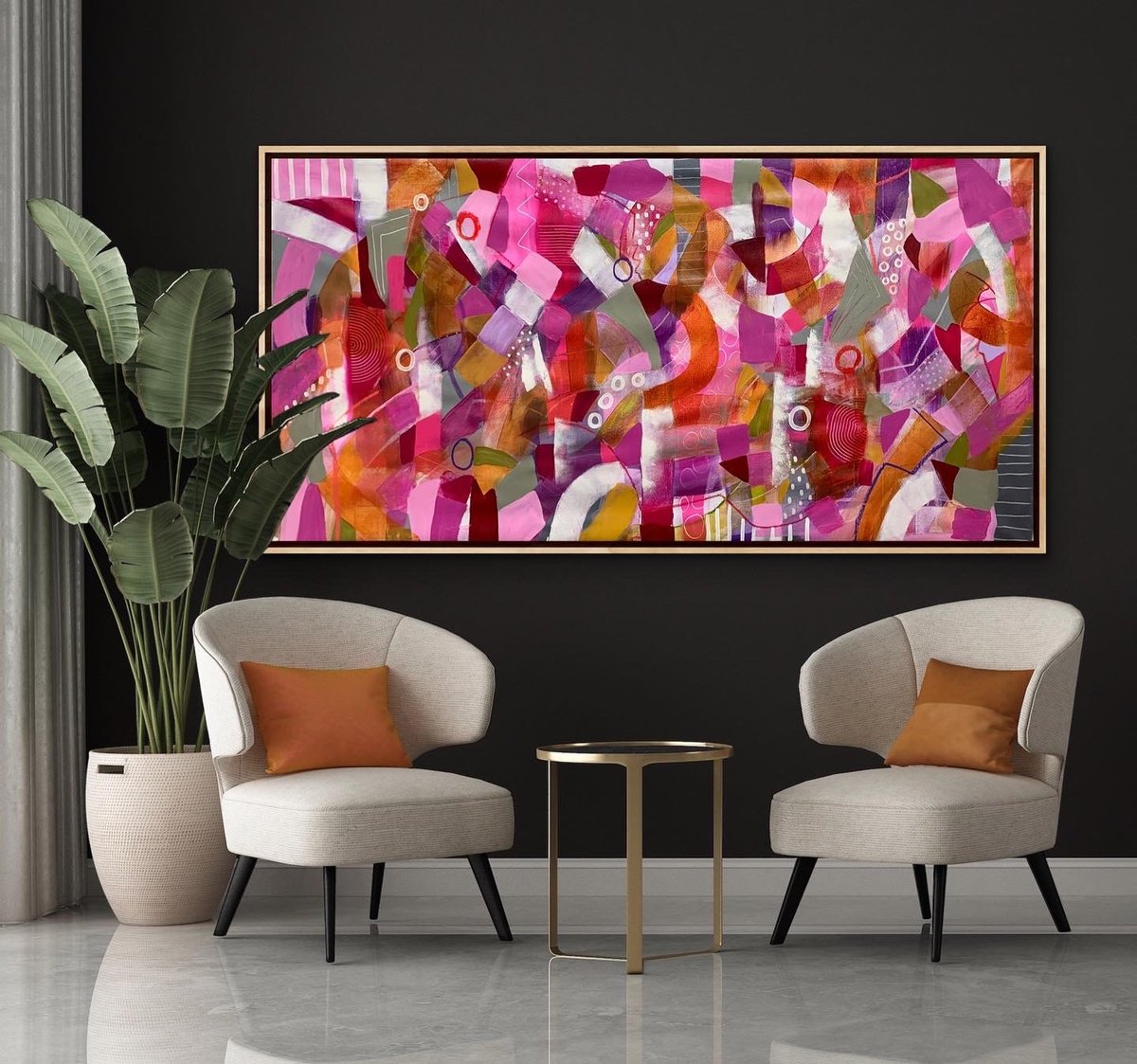 Organic Abstract Acrylic Painting By Rashna Hackett, 72 X 38", The Soul Blossoms, Original Artwork