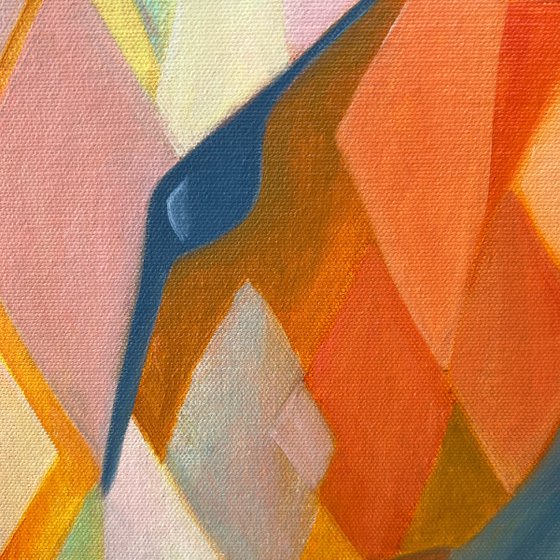 Whimsical Colorful Geometric Horse Painting