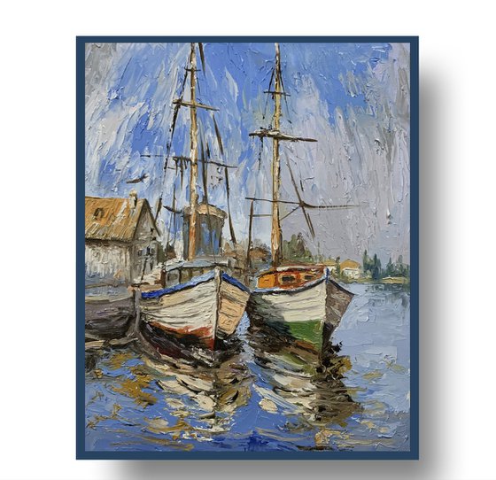 Harbor Boats Reflection.