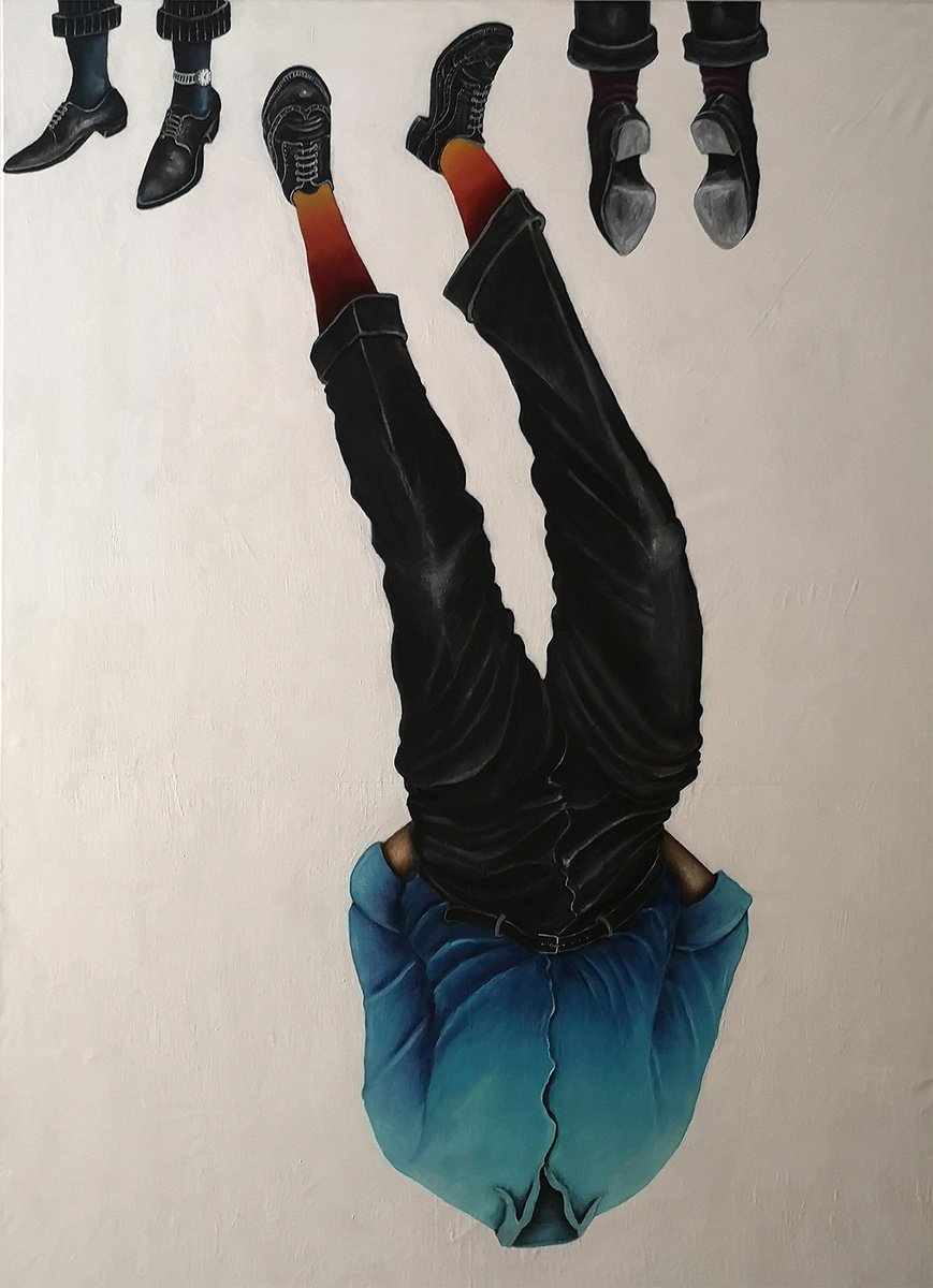 Surrealistic Portrait Acrylic Painting By Luis Lopez, 61 X 87", Time Is Relative..., Original Artwork