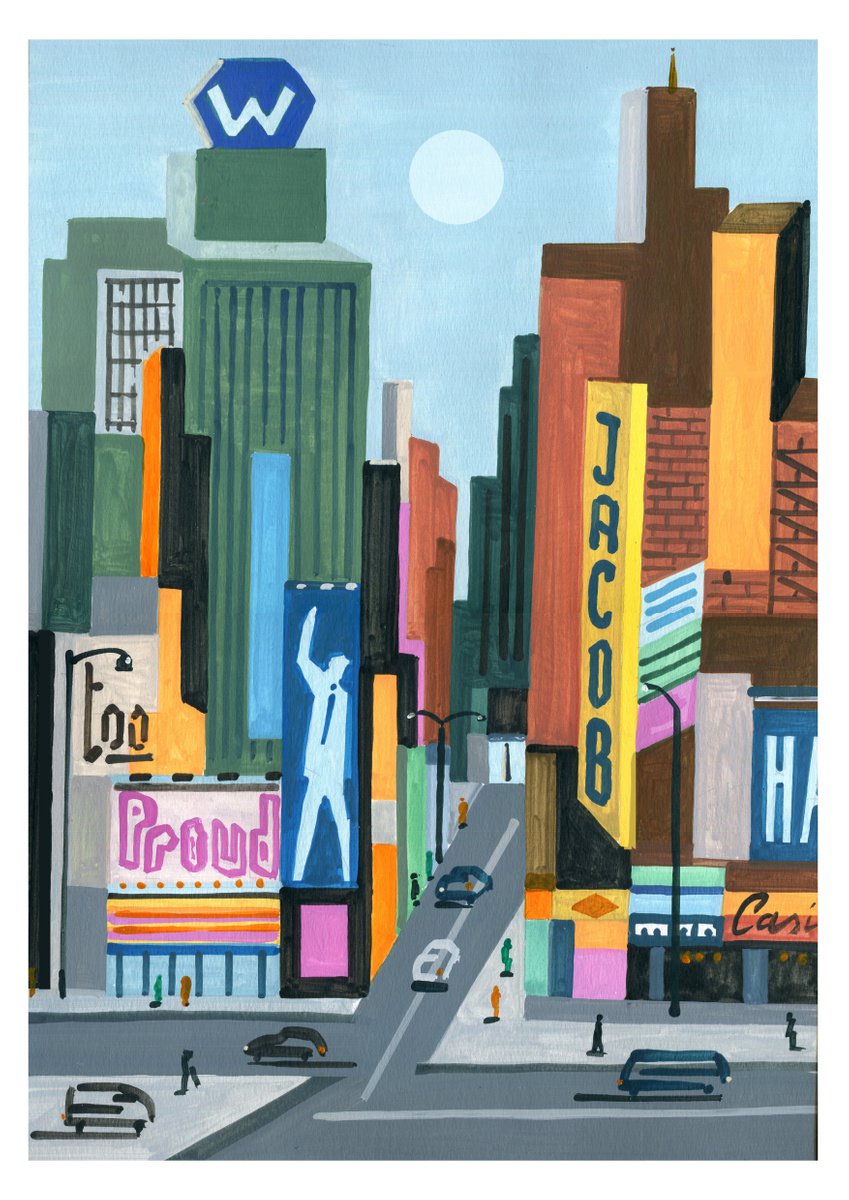 Urban And Pop Acrylic Painting , Newyork_Streetviews-Serie3-57 By Andre Baldet, 14 X 20, Artwork For Sale On Artfinder