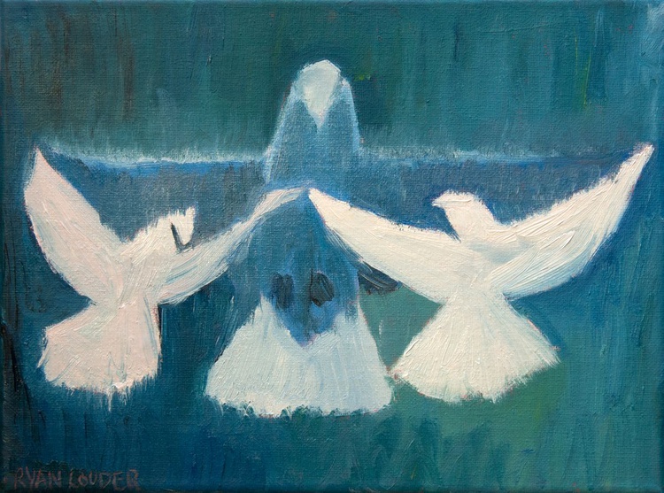 Bird Painting Three Doves Bird Abstract Wall Artfinder