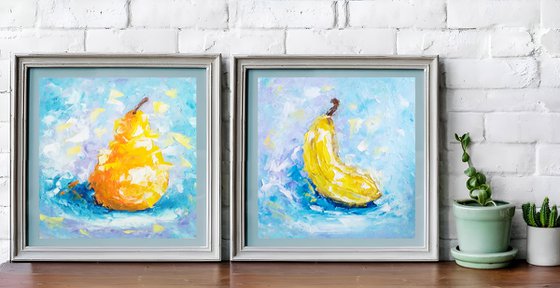 Pear and banana (diptych)