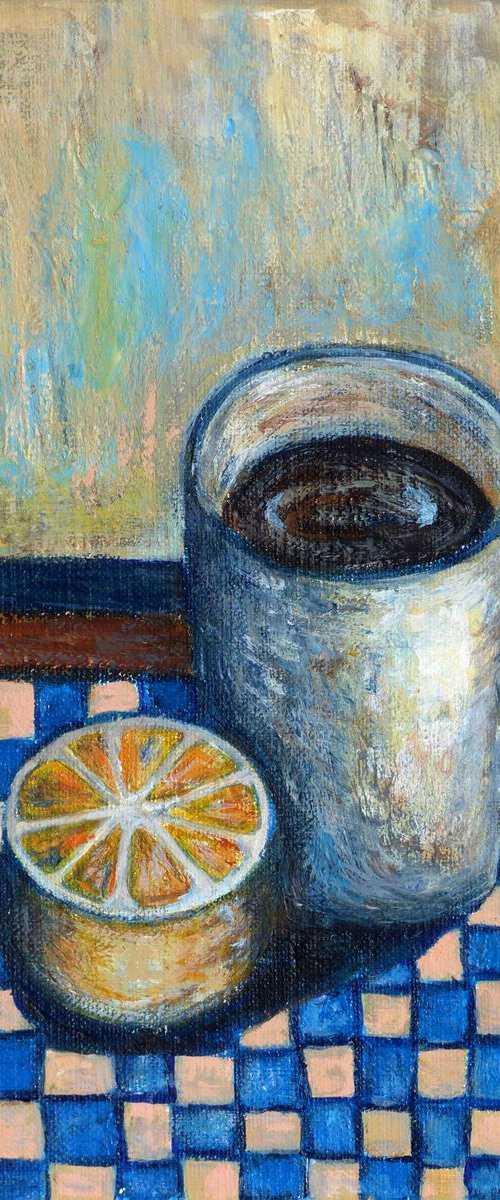 Still life with a cup of coffee by Elizabeth Vlasova