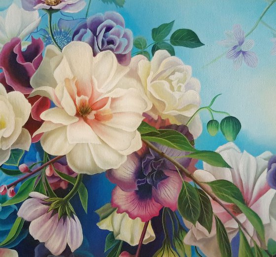 "Awakening", original acrylic floral painting, flowers art