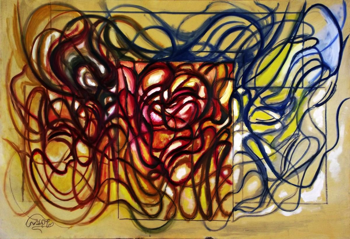 DIVERSITY - Dynamical Abstract - Illusionistic figures - Face combination - Big size Oil o... by Wadih Maalouf