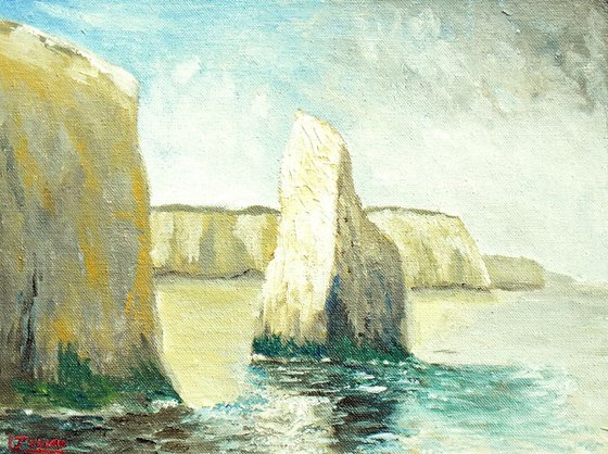 Chalk stacks at Botany Bay, Kent - An original oil painting on board. Lovely Gift!