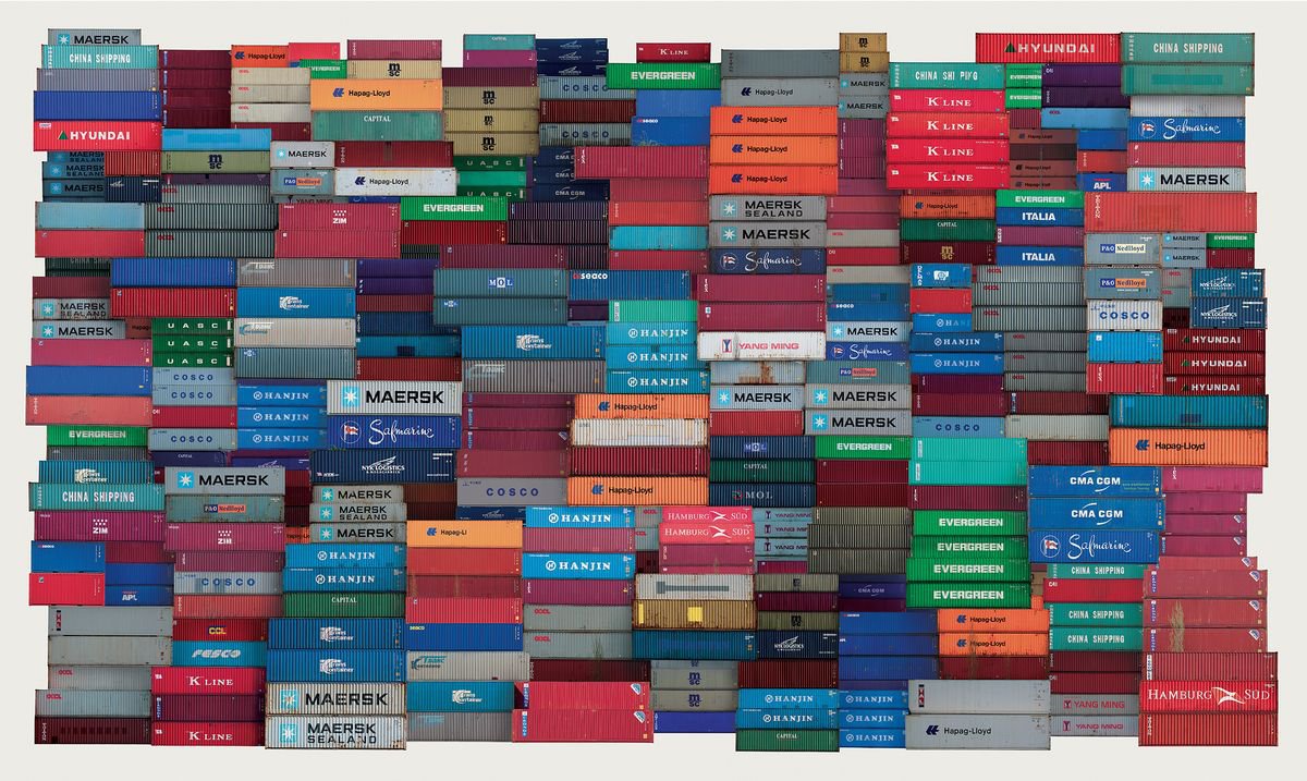 Urban And Pop Cityscapes Photograph By Robert Houzar, 53 X 31", Containers 2, Original Artwork