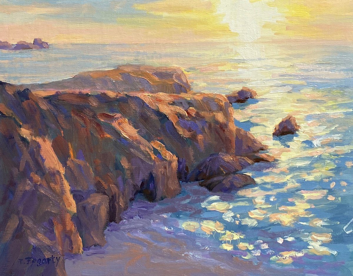 Impressionistic Landscape Oil Painting By Tatyana Fogarty, 10 X 8", Twilight Radiance, Original Artwork