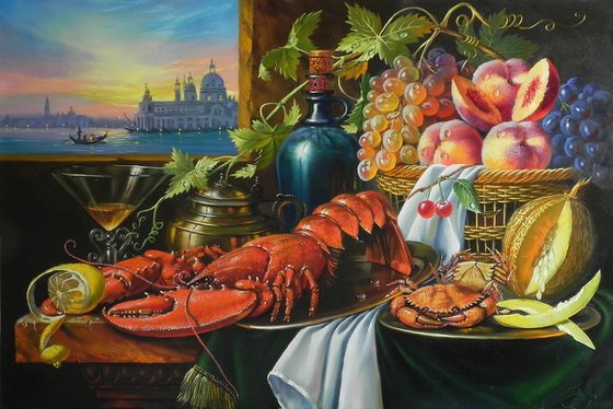 "Venetian still life" Original painting Oil on canvas Home decor