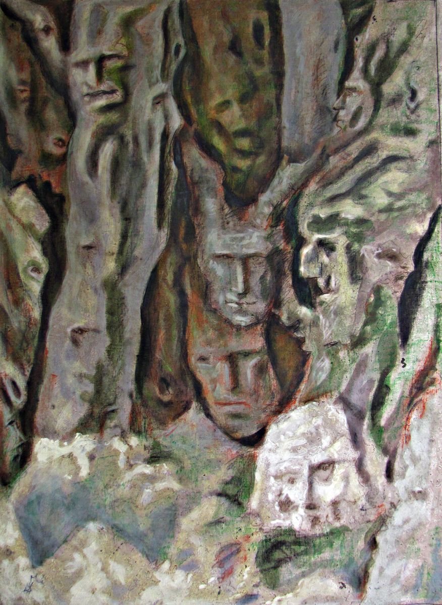 Botanical Painting By Antonio Mele, 37 X 51, Foresta Di Giorno, Original Artwork