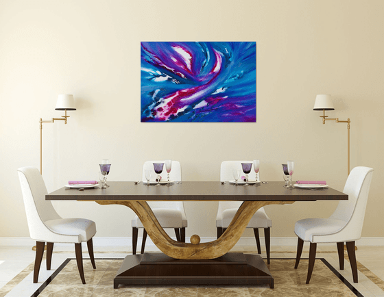 Blue sky II, the series, 100x70 cm, Deep edge, LARGE XL, Original abstract painting, oil on canvas