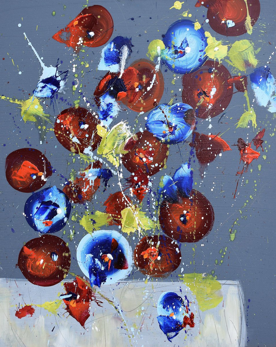 Abstract Botanical Oil Painting By Cynthia Ligeros, 16 X 20, Full Of Daring, Original Artwork