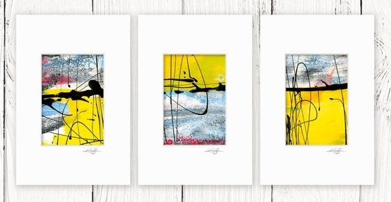 Urban Epilogue Collection 2 - 3 Small Matted paintings by Kathy Morton Stanion