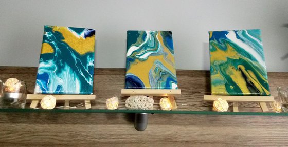 Thinking #4. Miniature + Easel. Ready to hang.
