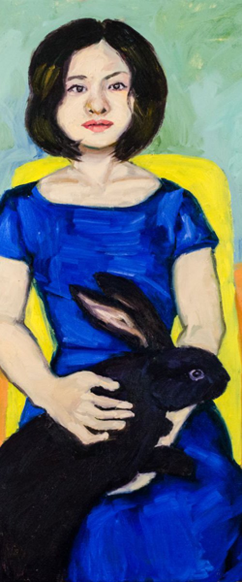 Girl with Black Rabbit by Lucy Morningstar