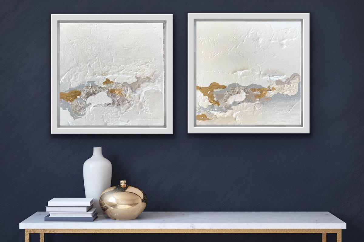 Poetic Landscape XI - Composition 2 paintings framed - Wall Art Ready to hang - Muted Colo... by Daniela Pasqualini