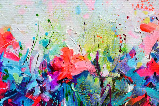 Red Wild Poppies Field at Dusk