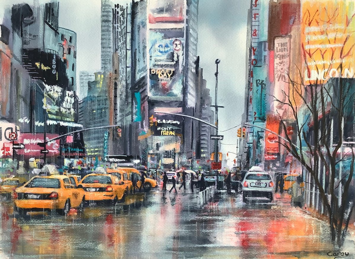 Impressionistic Cityscapes Watercolour By Darren Carey, 15 X 11, New York City, Original Artwork