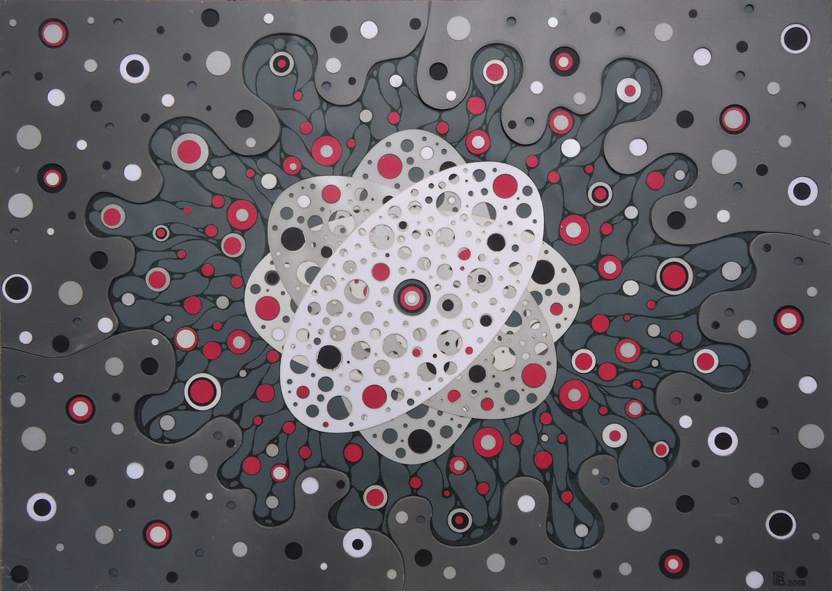 Geometric Abstract Collage By Grigor Velev, 28 X 20, Abstraction Iv, Original Artwork