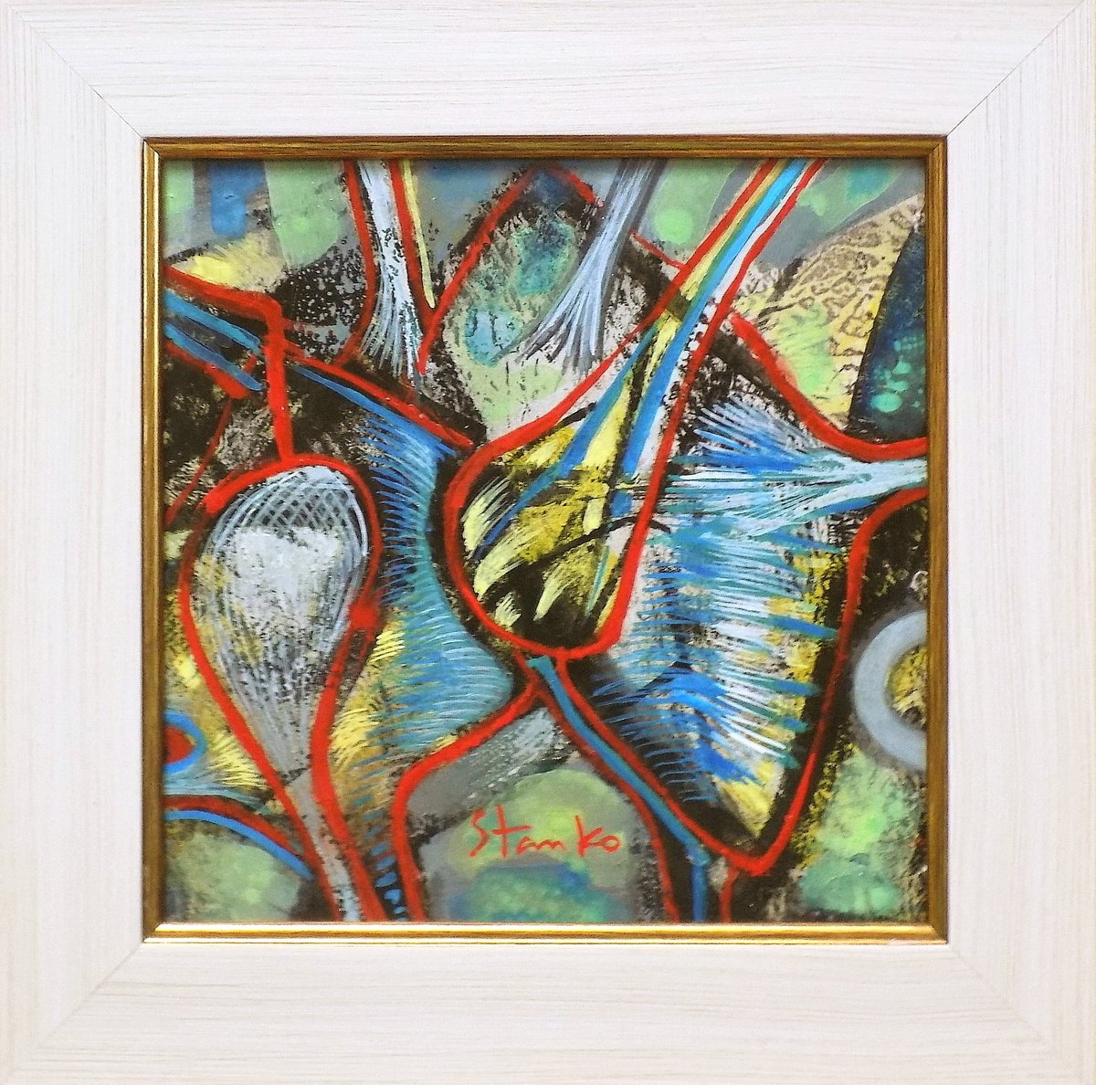 Abstract Acrylic Painting By Stanislav Bojankov, 12 X 12", Improvisation-Ii, Original Artwork